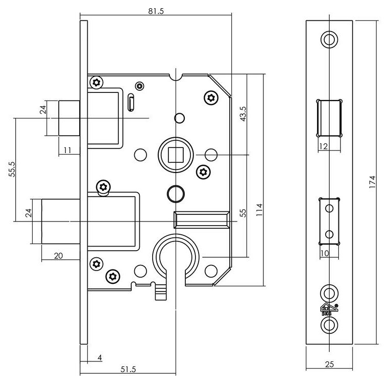 Intersteel set voordeurbeslag PC55 greep/kruk SKG3 + veiligheidsslot SKG2 aluminium F1 - Afbeelding 3