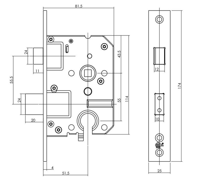 Intersteel set voordeurbeslag PC55 greep/kruk SKG3 + veiligheidsslot SKG2 aluminium zwart - Afbeelding 3