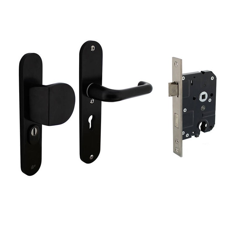 Intersteel set voordeurbeslag PC55 greepkruk SKG3 + veiligheidsslot SKG2 aluminium zwart