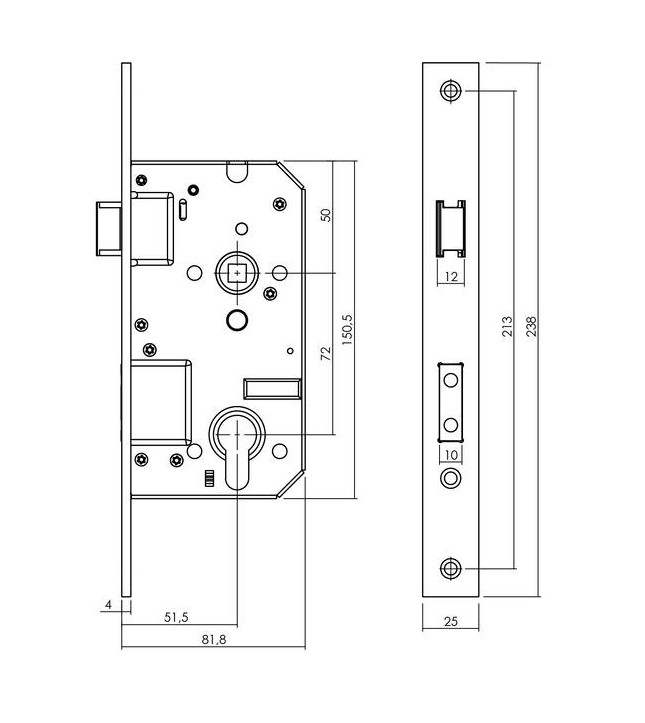 Intersteel set voordeurbeslag PC72 greep/kruk SKG3 + veiligheidsslot SKG2 rvs - Afbeelding 3