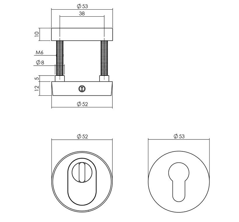 Intersteel set voordeurbeslag knop/kruk SKG3 + PC55 veiligheidsslot SKG2 zwart - Afbeelding 3