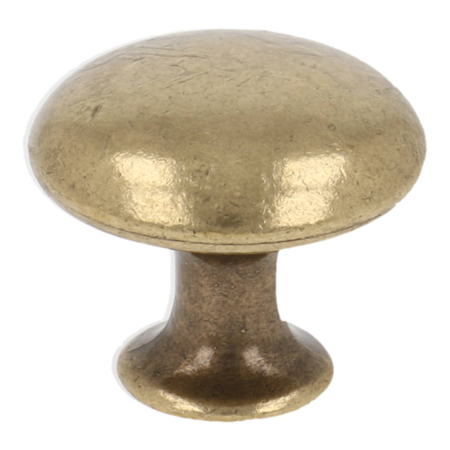 Knop rond 30 mm messing antiek