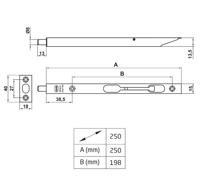 AMIG kantschuif 250x15 mm rvs - Afbeelding 2