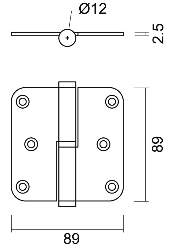 HDD Paumellescharnier links 89x89x2,5 mat brons - Afbeelding 2