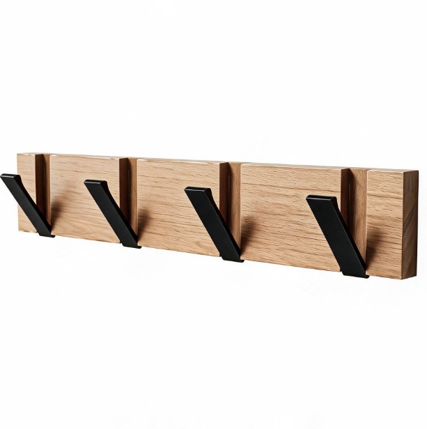 Zamak kapstokhaken op houten plaat 420x70x20 mm